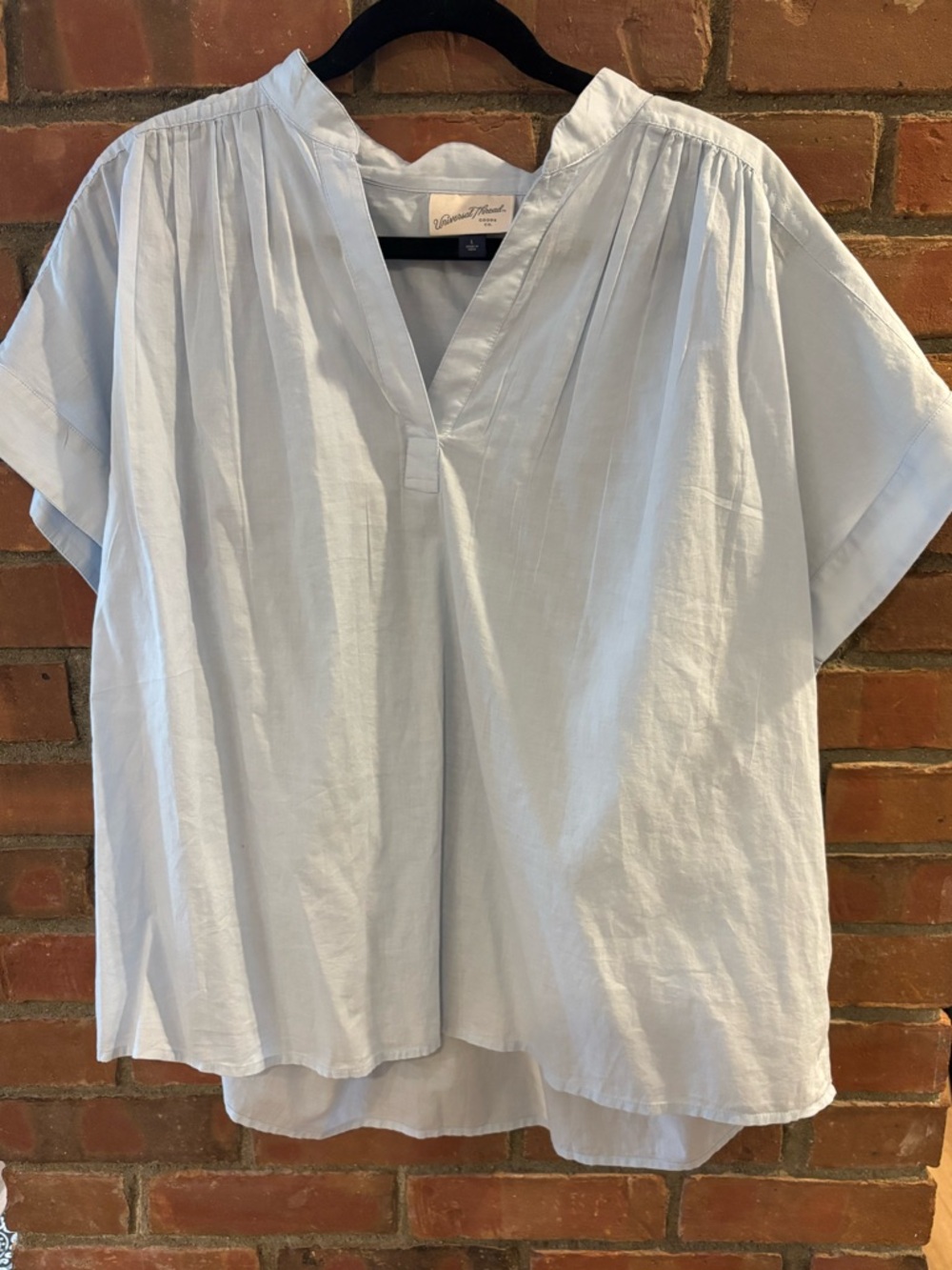 Universal Thread Pale Blue Split-Neck Cotton Blouse